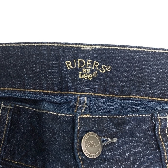 Rides by Lee Mid Rise Straight Women's size 12P Dark Wash Blue Denim Jeans - Picture 3 of 4